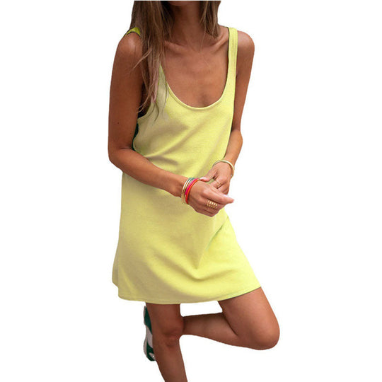 Damen Sommerliches Freizeitkleid mit tiefem Ausschnitt und leichtem Stoff