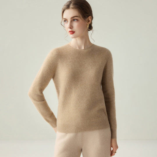 Damen Leichter Rundhalspullover aus Kaschmir‑Look mit extrafeinem Flor und geripptem Saum Shop Nory