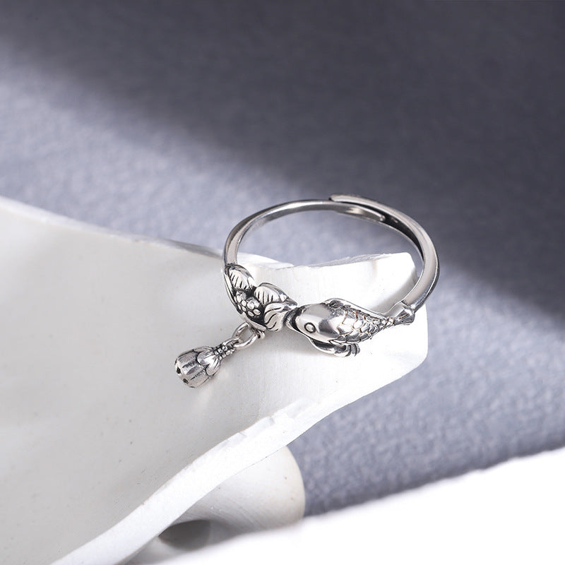 Damen filigraner Ring mit kunstvollem Fisch-Design Shop Nory