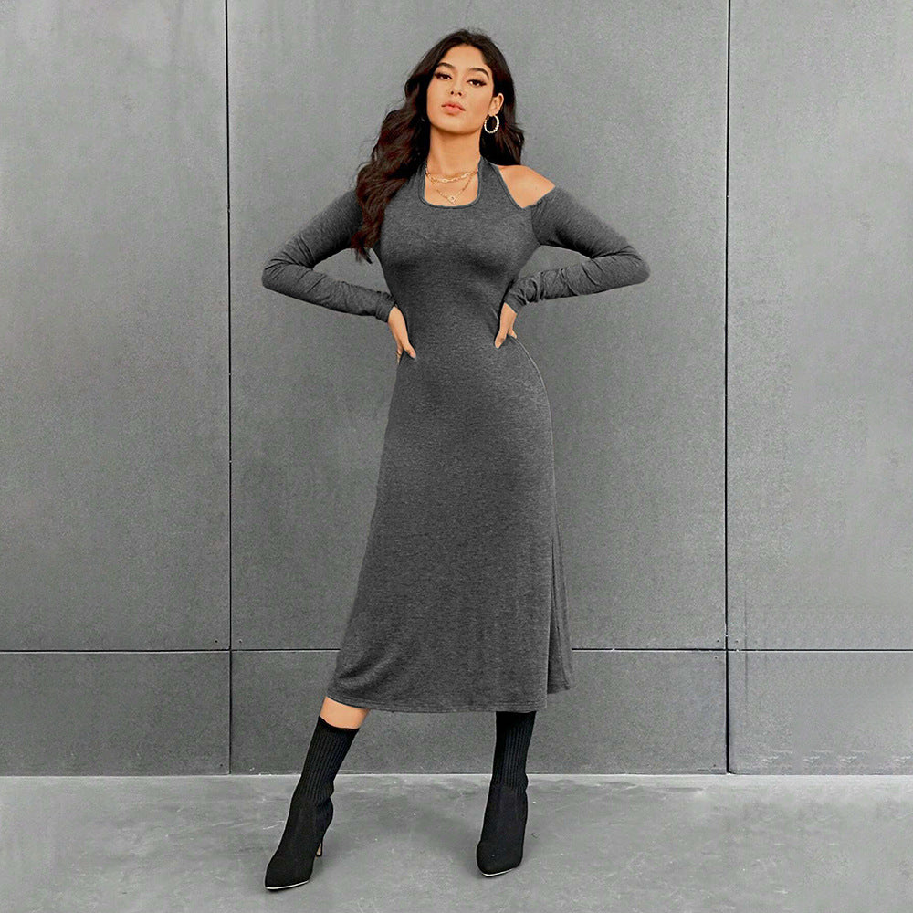 Damen figurbetontes Midikleid mit Neckholder, Cut-Out-Schultern und taillierter Jersey-Silhouette Shop Nory