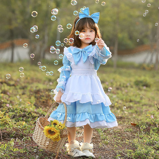 Mädchen niedliches Märchenhaftes Kleid mit Rüschen und Schleifen Shop Nory