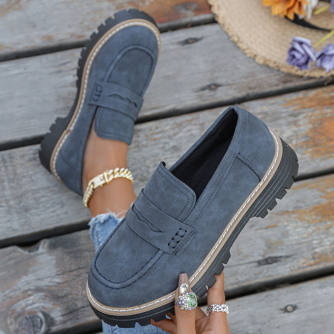 Damen robuste Loafer mit markanter Profilsohle, weichem Veloursoptik-Obermaterial und gepolstertem Komfortfußbett Shop Nory