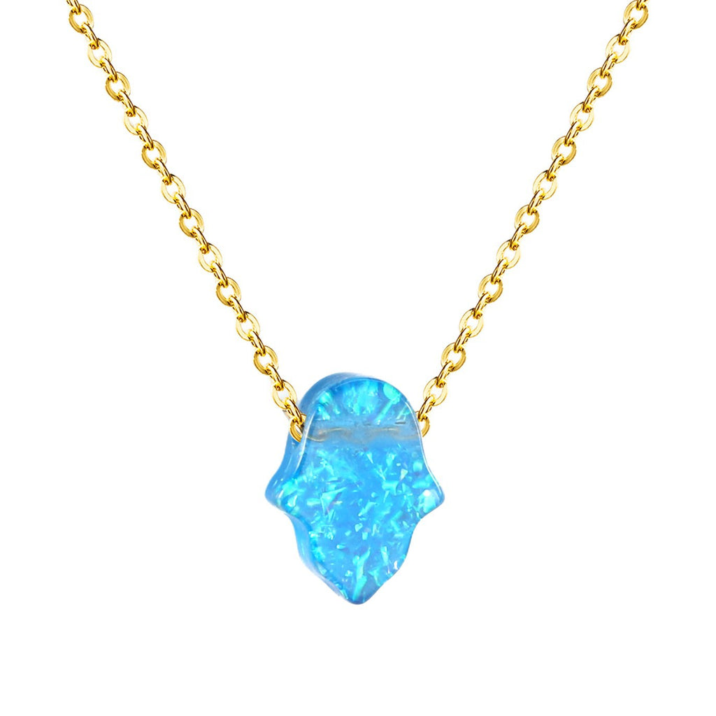 Damen Halskette mit kunstvollem Hamsa-Anhänger aus hochwertigem Edelstahl und goldplattierter Kette Shop Nory