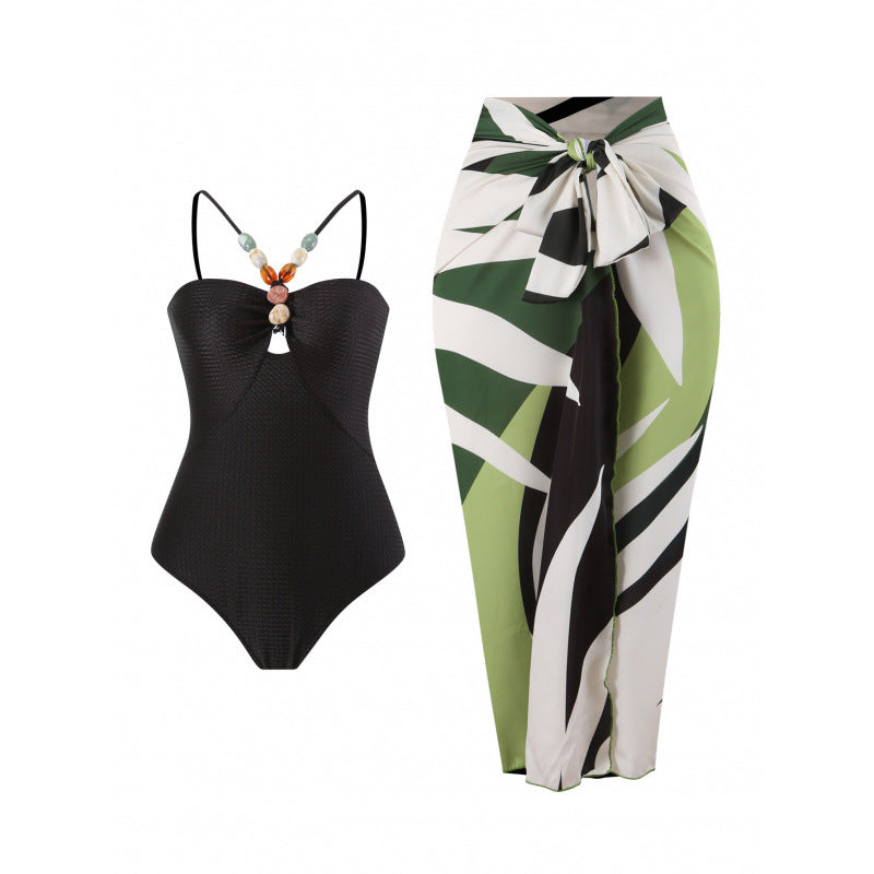Damen Bandeau-Badeanzug mit asymmetrischem Rock