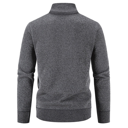Herren elegante Strickjacke mit hohem Kragen und praktischen Reißverschlusstaschen