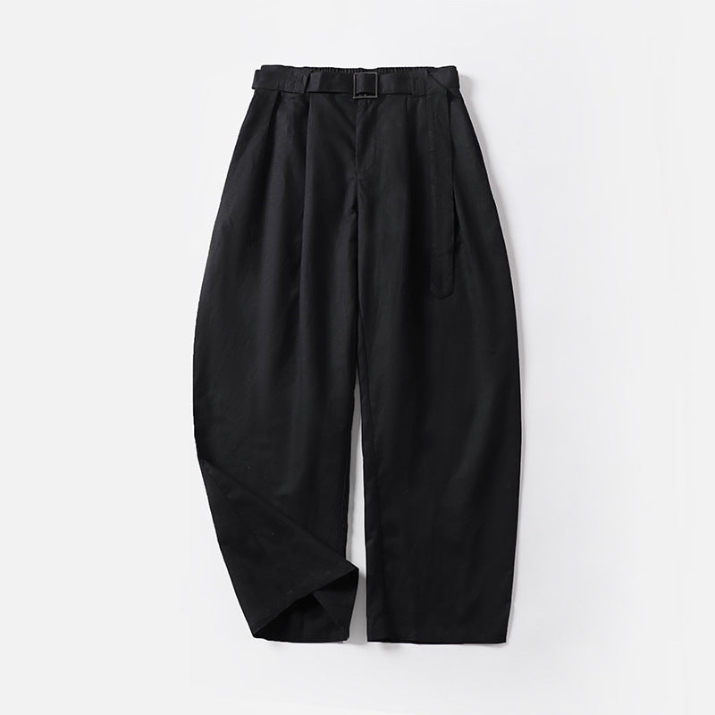 Damen Hochtaillierte Leinen-Baumwoll Bundfaltenhose mit Bindegürtel und tapered Bein Shop Nory