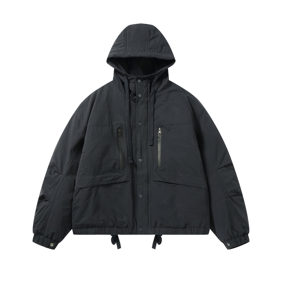 Herren Technischer Kapuzenparka mit wasserabweisenden Reißverschlüssen, Kängurutaschen und Tunnelzug Shop Nory