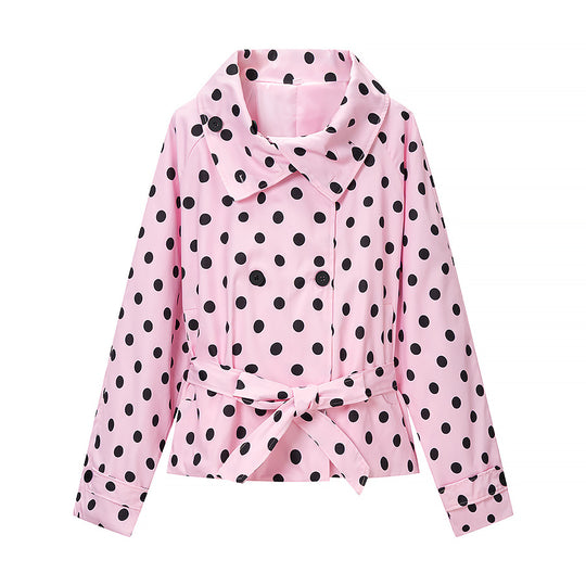 Damen Gepunkteter Trenchcoat-Style mit Bindegürtel und Ballonärmeln Shop Nory