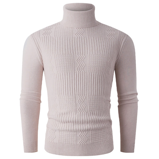 Herren Rollkragenpullover aus Feinstrick mit strukturiertem Jacquardmuster und tailliertem Schnitt Shop Nory
