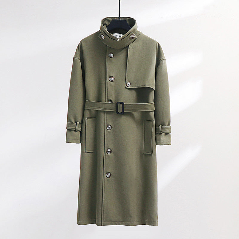 Herren Trenchcoat im modernen Wollmix mit Taillengürtel, Schalkragen und aufgesetzten Taschen Shop Nory