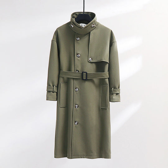 Herren Trenchcoat im modernen Wollmix mit Taillengürtel, Schalkragen und aufgesetzten Taschen Shop Nory
