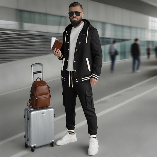 Herren sportlicher Freizeitanzug mit funktionalen Taschen und hochwertiger Verarbeitung