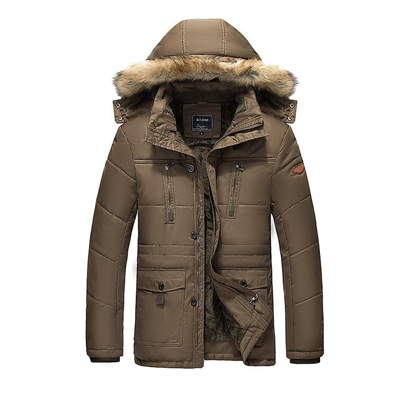 Herren wasserabweisender gesteppter Parka mit Kapuze, Kunstfellblende und Teddyfleece-Innenfutter Shop Nory