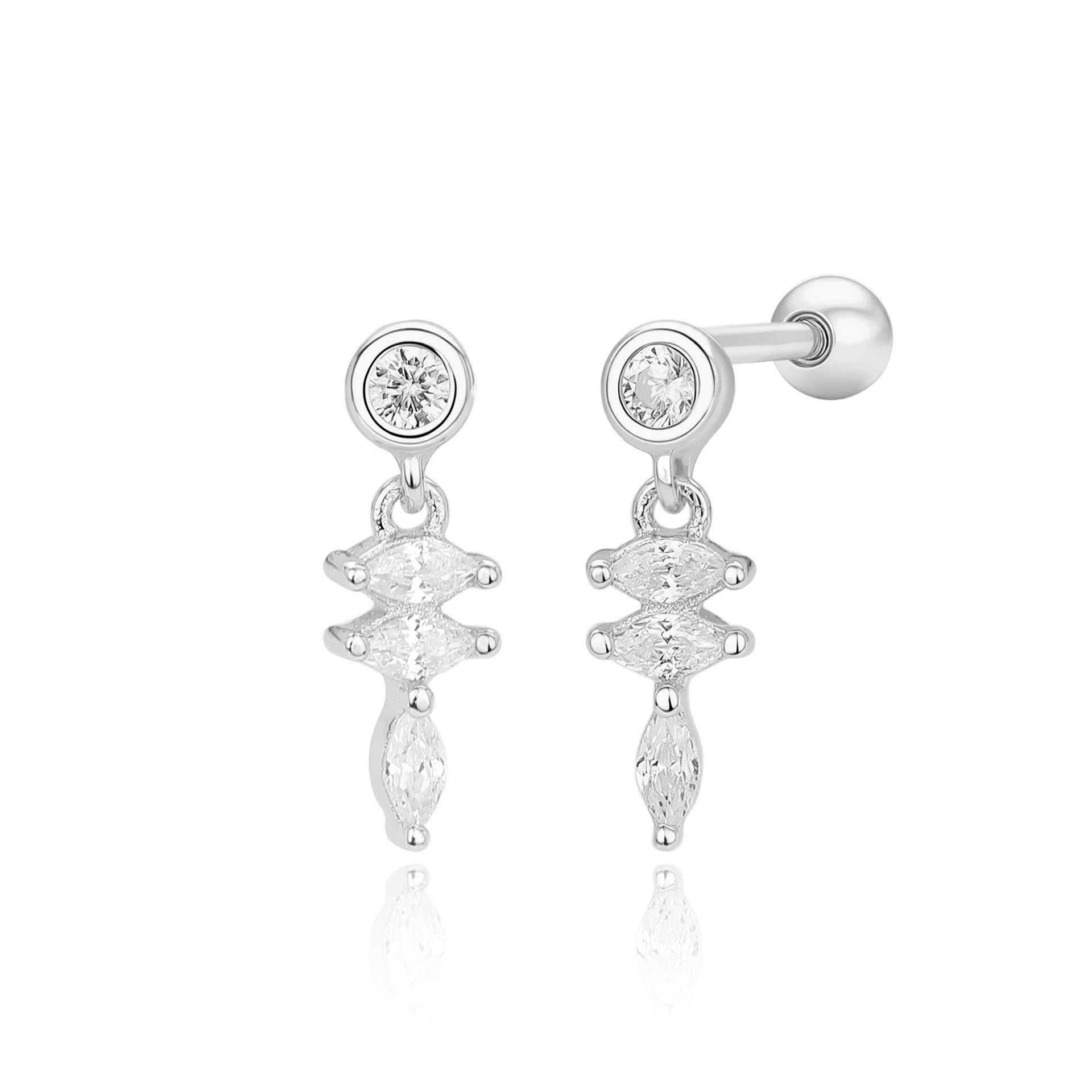 Damen Ohrstecker mit filigranem Zirkon-Akzent aus 925 Sterling Silber Shop Nory