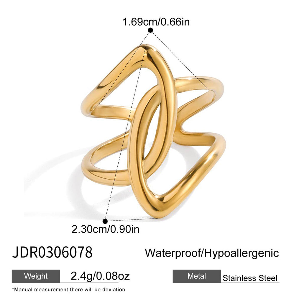 Damen Offener Ring mit kunstvollem Wickeldesign aus hypoallergenem Edelstahl Shop Nory