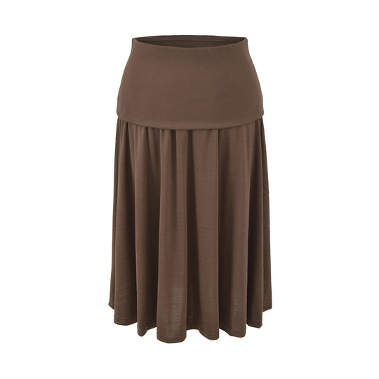 Damen Langer Jersey-Maxirock mit breitem Umschlagbund und weich fallenden Falten Shop Nory
