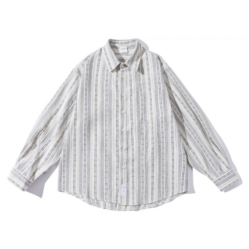 Herren Oversize-Hemd im Boxy-Schnitt mit strukturiertem Streifenmuster und abgerundetem Saum Shop Nory