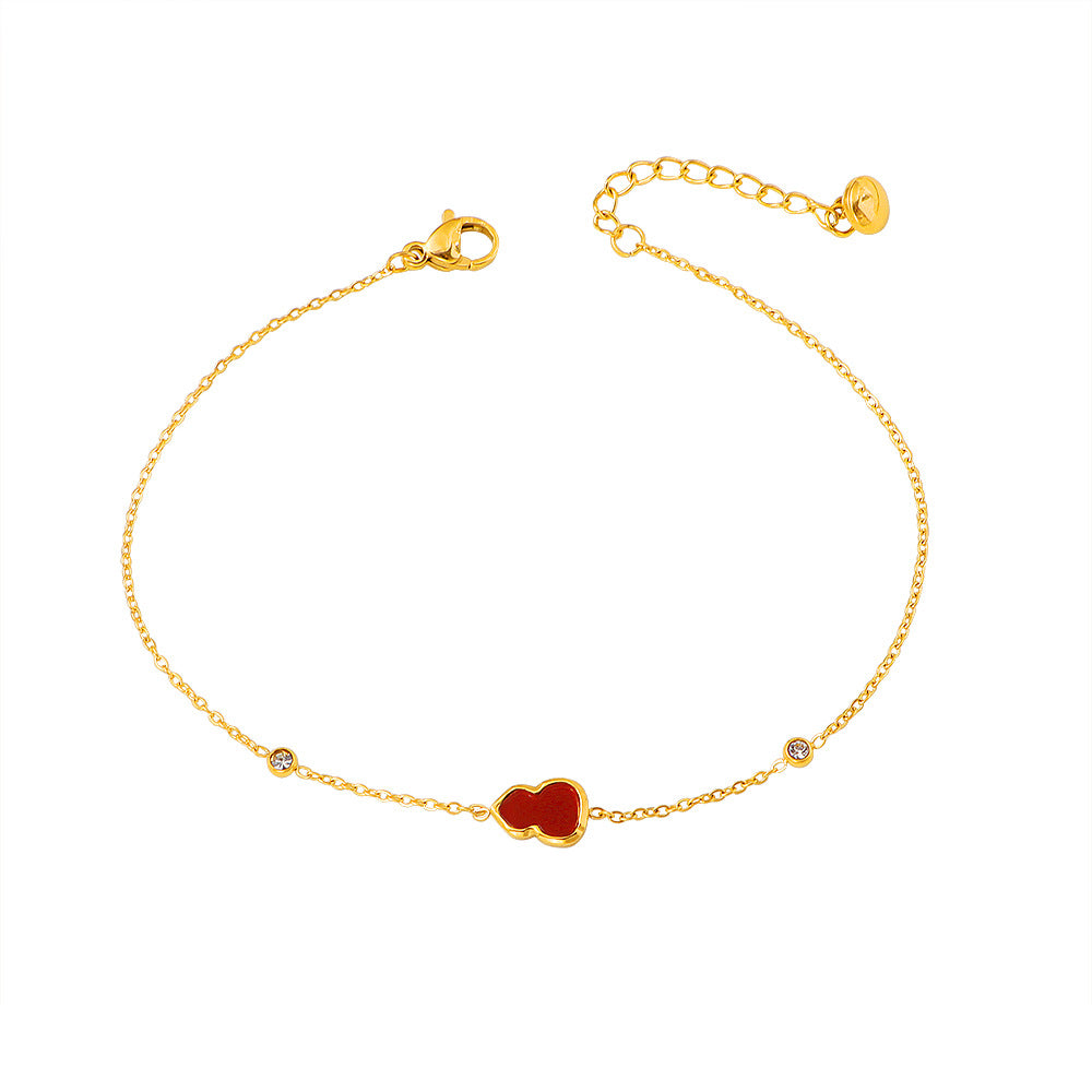Damen zarte Fußkette mit rotem Herzen und funkelnden Kristallakzenten Shop Nory