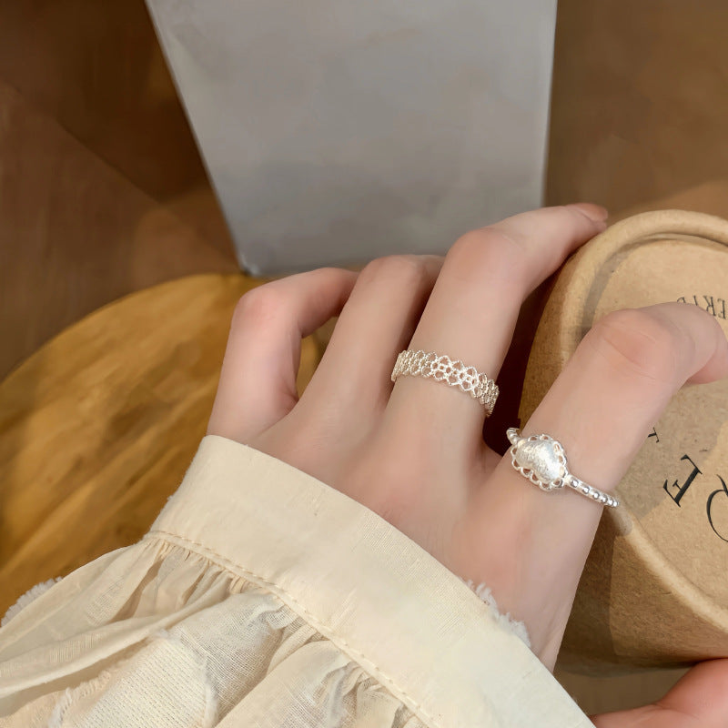 Damen Offener Ring mit elegantem Wellenmuster und strukturiertem Design Shop Nory