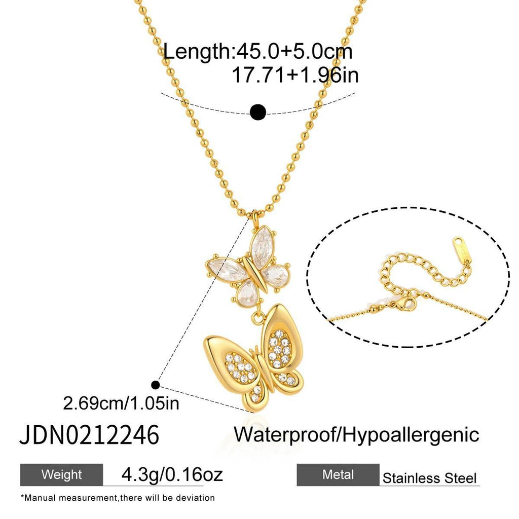 Damen Halskette mit filigranem Schmetterlingsanhänger aus hypoallergenem Edelstahl Shop Nory