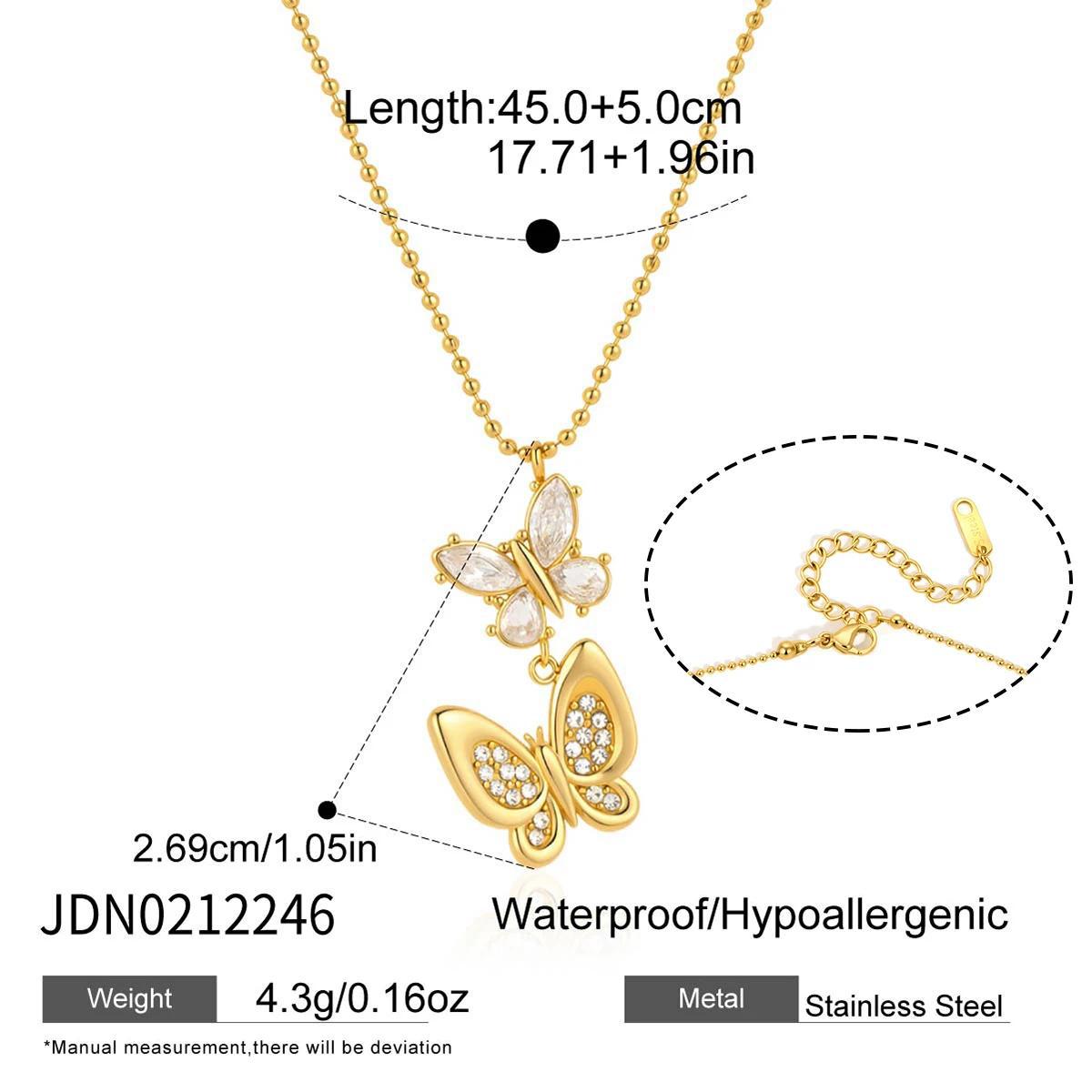 Damen Halskette mit filigranem Schmetterlingsanhänger aus hypoallergenem Edelstahl Shop Nory