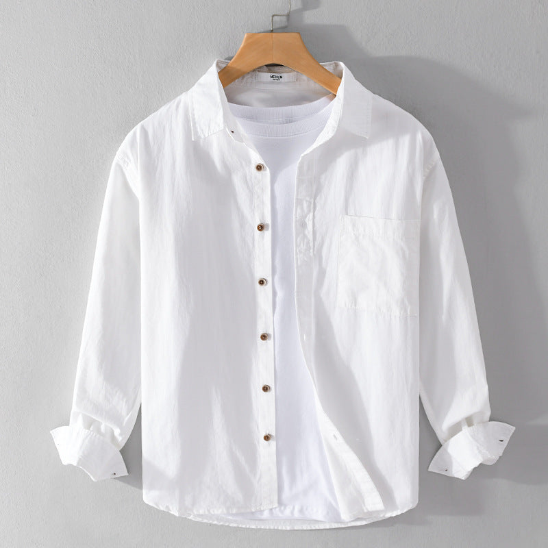 Herren Leichtes Baumwoll-Layering-Overshirt mit Kentkragen, Holzknöpfen und aufgesetzter Brusttasche Shop Nory