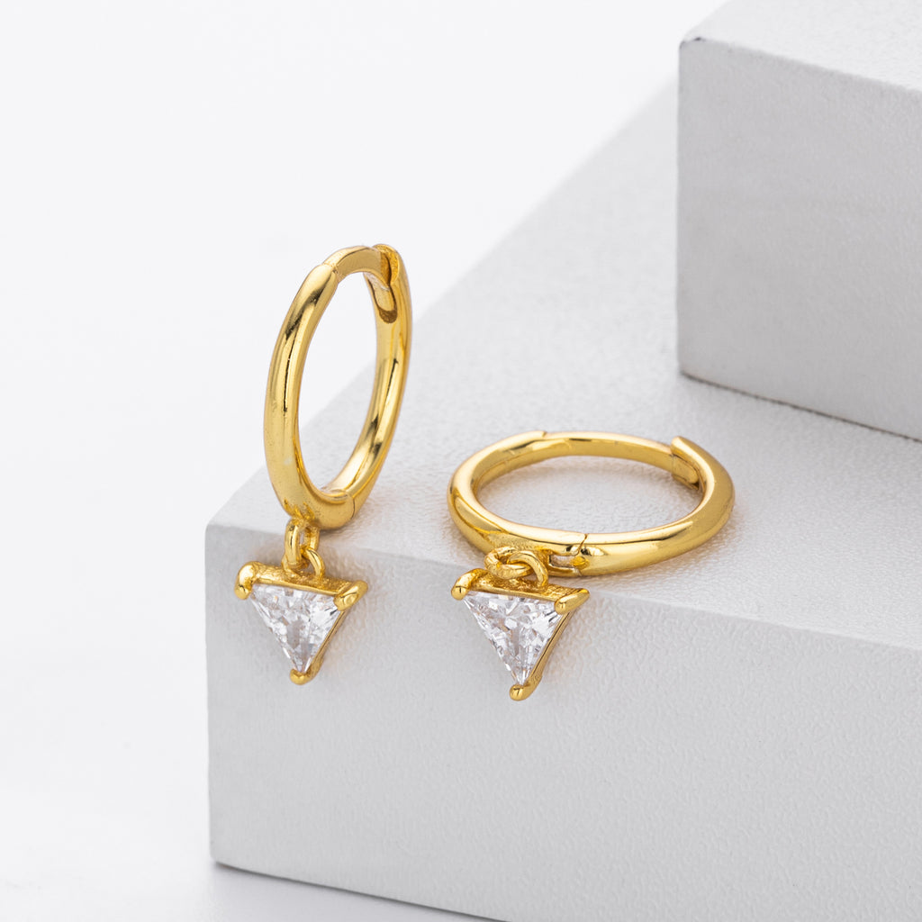 Damen Ohrhänger mit elegantem Dreiecks-Zirkonanhänger aus 925 Sterling Silber Shop Nory