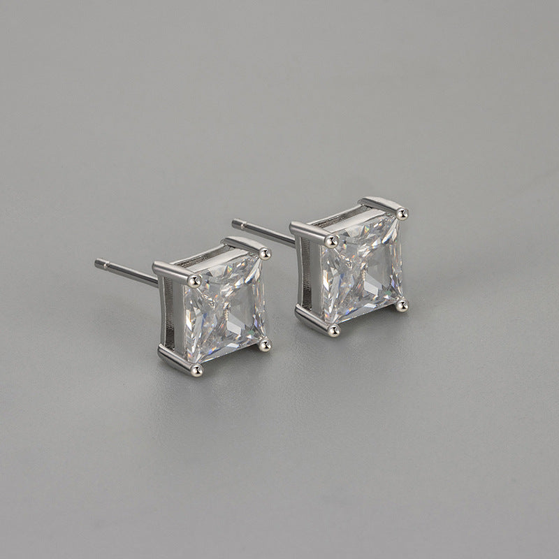 Princess-Schliff Zirkonia Ohrstecker mit Krappenfassung