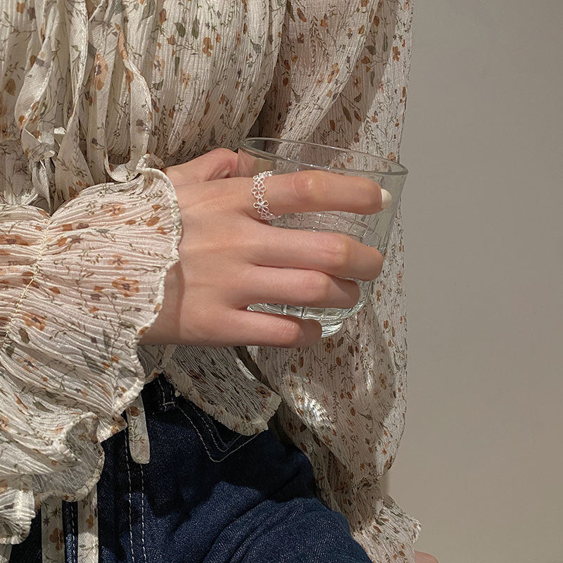 Damen Offener Blumenring mit kunstvollem Design Shop Nory