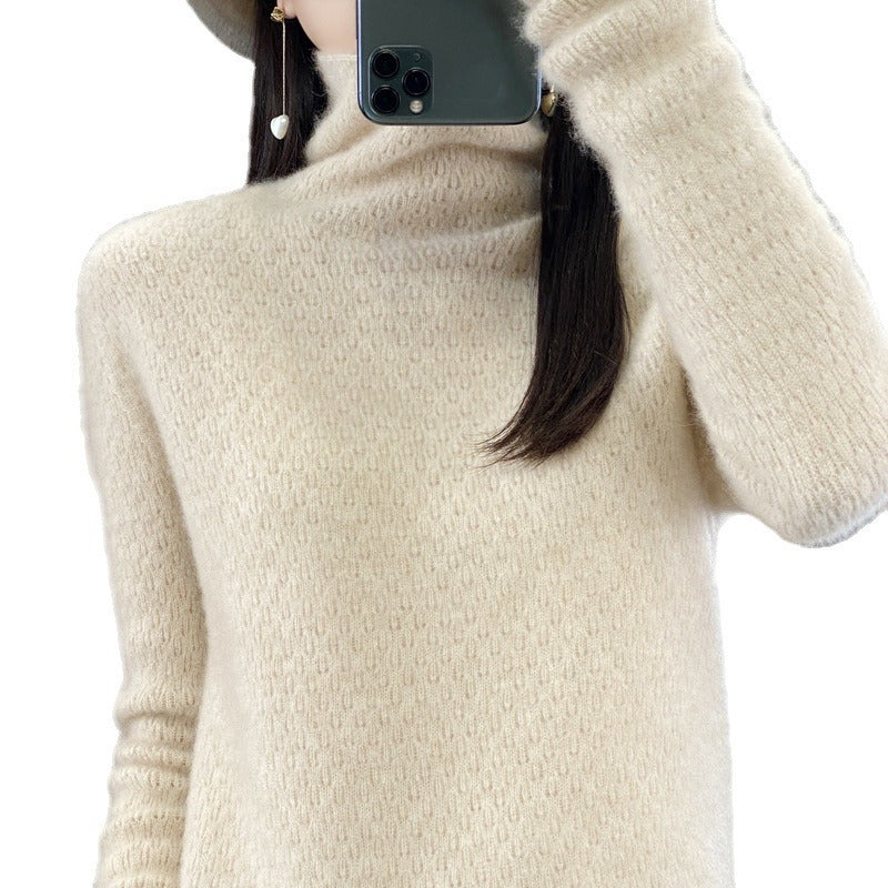 Damen Weicher Feinstrick‑Mockneckpullover mit flauschiger Mohair‑Optik, zarter Wabenstruktur und legerer Oversize‑Passform Shop Nory