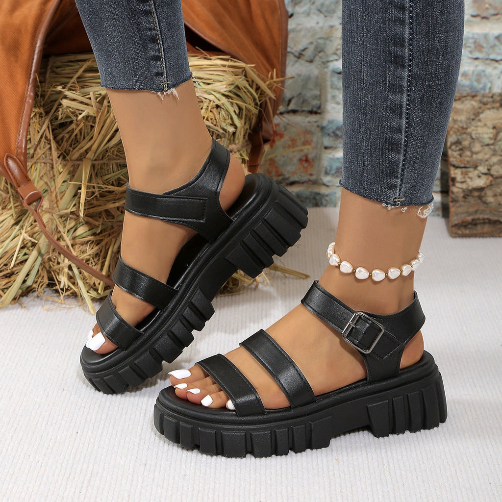 Damen Komfortable Plateau-Sandalen mit verstellbarem Riemen und rutschfester Sohle