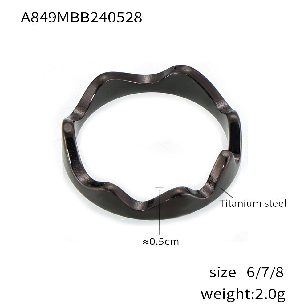 Damen Wellenförmiger Ring aus Edelstahl Shop Nory