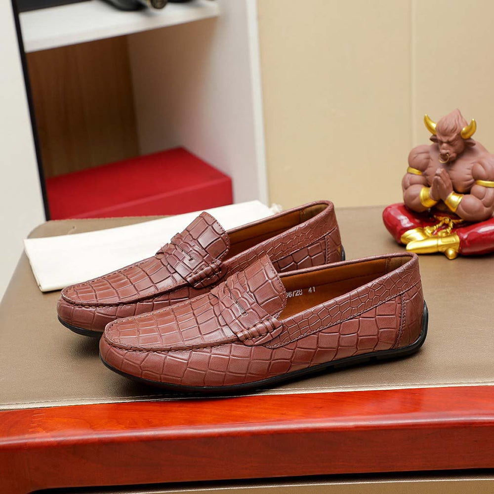 Herren Mokassin im eleganten Krokodil-Leder-Design