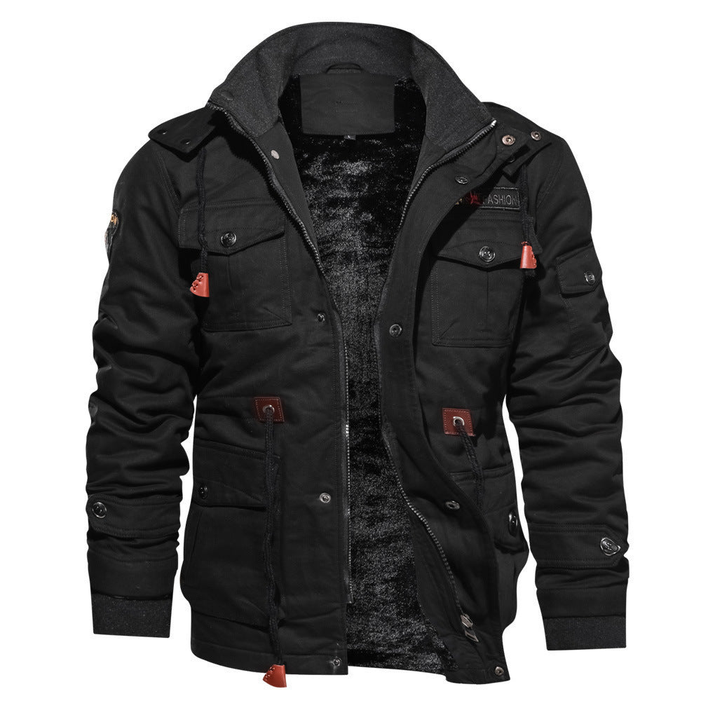Herren Canvas-Fieldparka mit gefütterter Thermo-Innenlage, Multifunktions‑Taschen und Kapuze Shop Nory