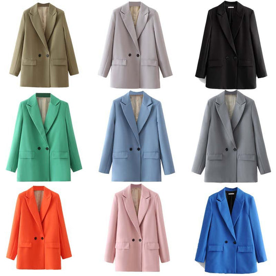 Damen Oversize Doppelreihiger Blazer mit fallendem Revers und weicher Innenfütterung Shop Nory