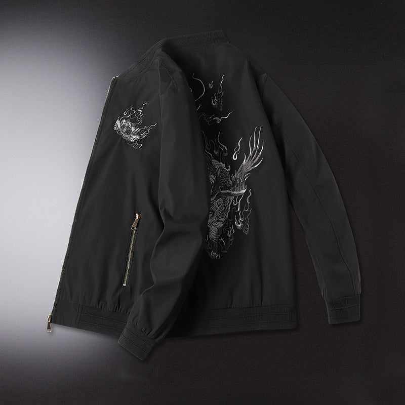 Herren Bomberjacke mit orientalischer Tigerstickerei, leichter Microfaser‑Außenlage und Rippbündchen Shop Nory