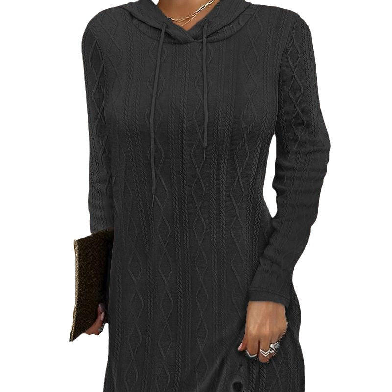 Damen Lässiges Strickkleid mit Kapuze Shop Nory
