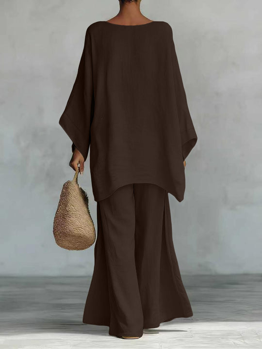 Damen Lässiges Oversize-Kaftanoberteil mit weiten Palazzohosen Shop Nory