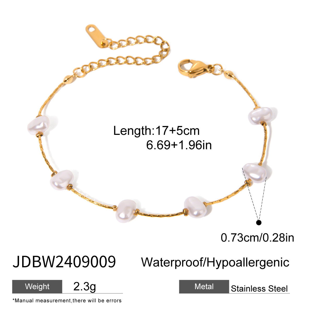 Damen Armband mit eleganten Perlen und hypoallergener Edelstahlverarbeitung Shop Nory