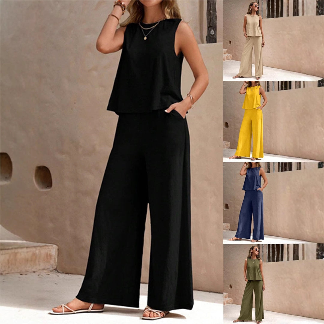 Damen Zweiteiliges Jersey-Set mit ärmellosem Top und weiter Palazzohose Shop Nory