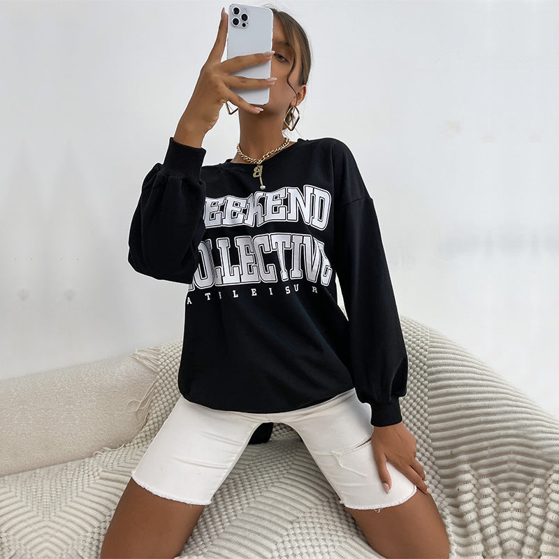 Damen Oversize-Sweatshirt mit College-Print und Raglanärmeln Shop Nory