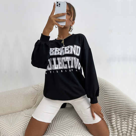 Damen Oversize-Sweatshirt mit College-Print und Raglanärmeln Shop Nory