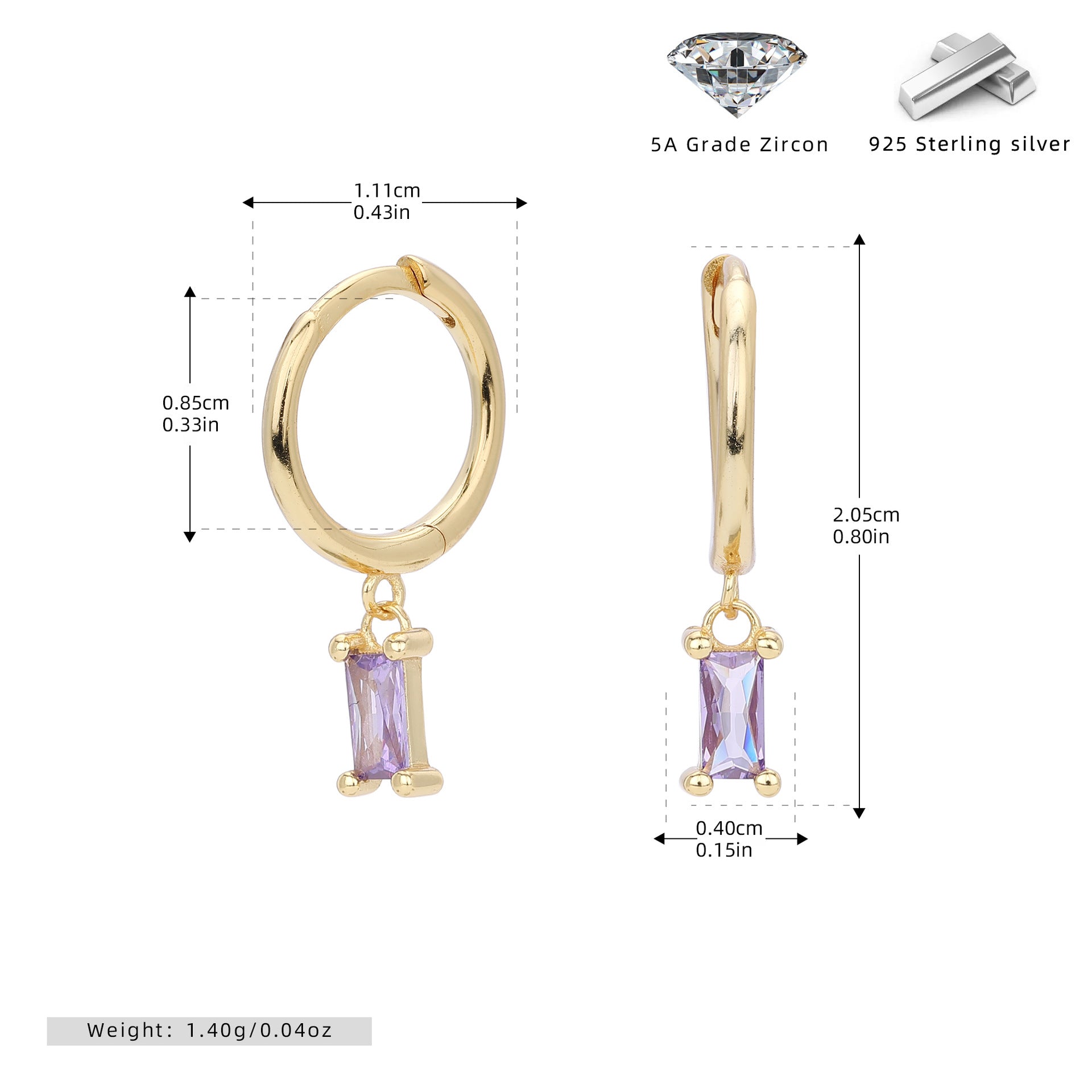Damen Ohrhänger mit verführerischem Zirkonanhänger aus hochwertigem 925 Sterling Silber Shop Nory