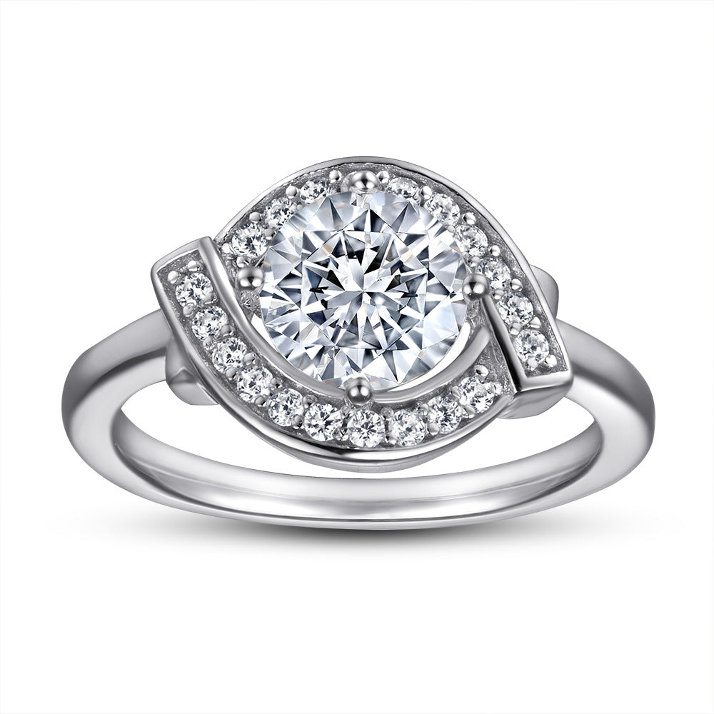 Damen eleganter Verlobungsring mit kunstvollem Designs und funkelnden Zirkonia Shop Nory