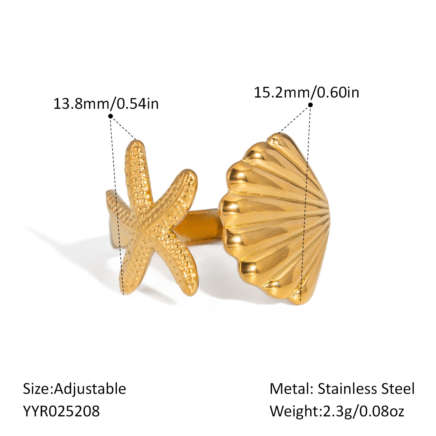 Damen Verstellbarer Sternenhaut Ring mit Edelstahlverarbeitung Shop Nory