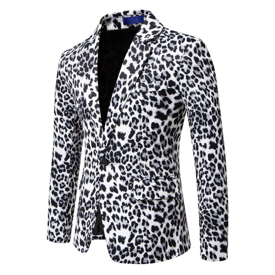 Herren Designer-Blazer mit auffälligem Leopardenmuster und edlem Schnitt