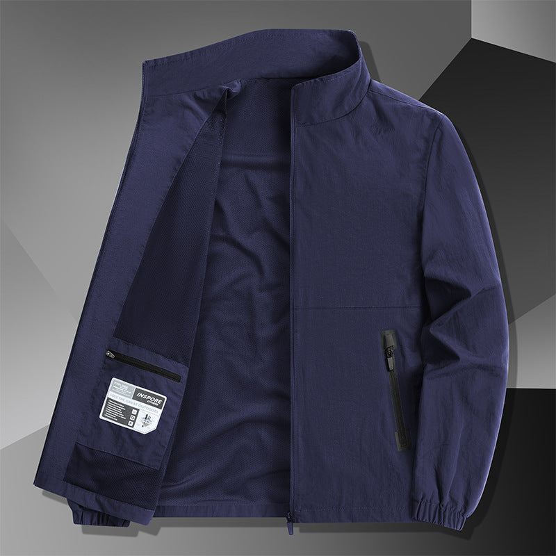 Herren Leichte Baumwoll-Mix-Übergangsjacke mit Stehkragen und verdecktem Reißverschluss Shop Nory