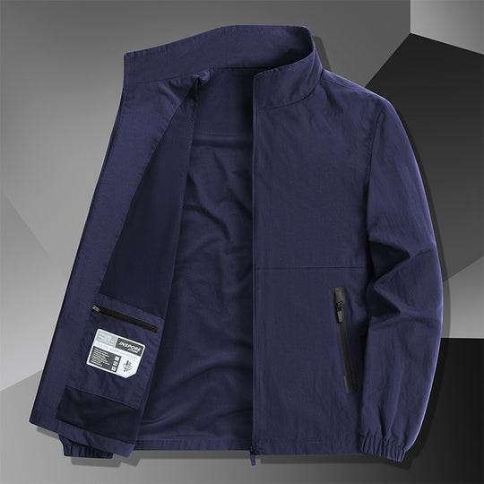 Herren Leichte Baumwoll-Mix-Übergangsjacke mit Stehkragen und verdecktem Reißverschluss Shop Nory