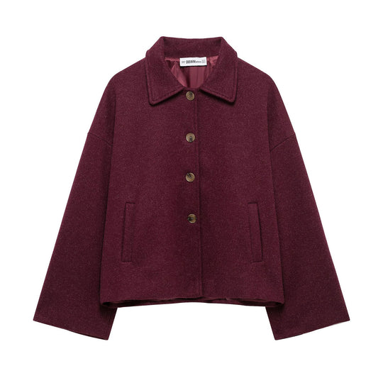 Damen Kurzmantel aus Woll-Mix mit Oversize‑Silhouette und verdeckter Knopfleiste Shop Nory