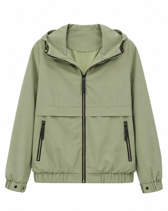 Damen Leichte Kapuzen‑Windjacke mit wasserabweisender Beschichtung, Reißverschluss und elastischem Saum Shop Nory